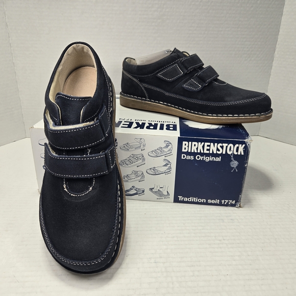 Birkenstock Shoes - Birkenstock Unisex Tyler Oxford Velcro Closure Blue Suede Shoes EU 39 US W8 M6